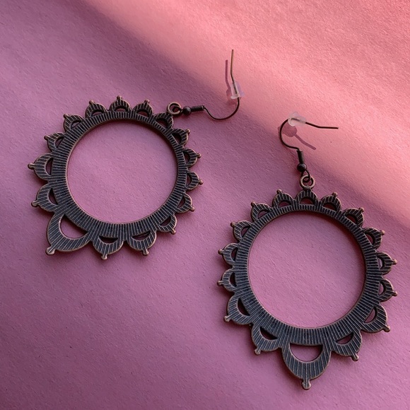 Round Brass Earrings - Picture 4 of 6